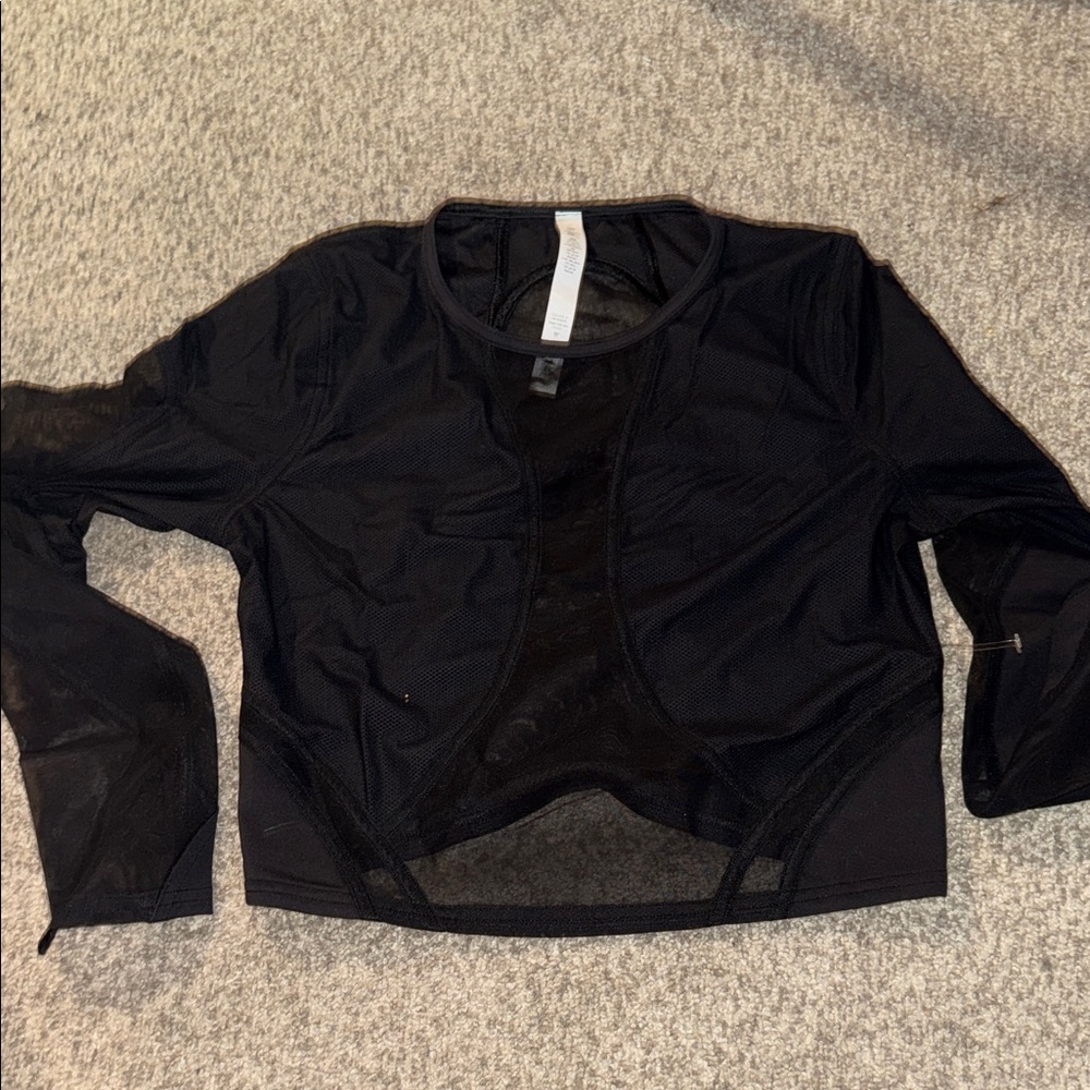 Black Mesh Long Sleeve Top - Picture 2 of 4